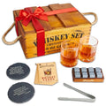 Mixology & Craft Premium Whiskey Set | Two 10oz Cystal Old-Fashioned Glasses, 8 Granite Chilling Stones, Metal Tongs, Recipe Cards in Rustic Wooden Crate Gift Set | Jameson Whiskey - size: Light Crate
