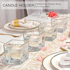 CONNOO 12 Pack Square Glass Vase 3" x 3" x 3", Clear Bulk Flower Vases for Centerpieces, Square Glass Cube Vase Floating Candle Holders for Wedding Party Home Decor - size: 12 Pack 3 Inch