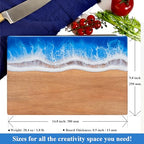 Handcrafted Acacia Wood Cutting Board Resin Blue Wave Pattern for Kitchen Meal Prep and Serving Versatile Cheese & Charcuterie Board for Meat Vegetable Fruit Gift 15x10 Inch
