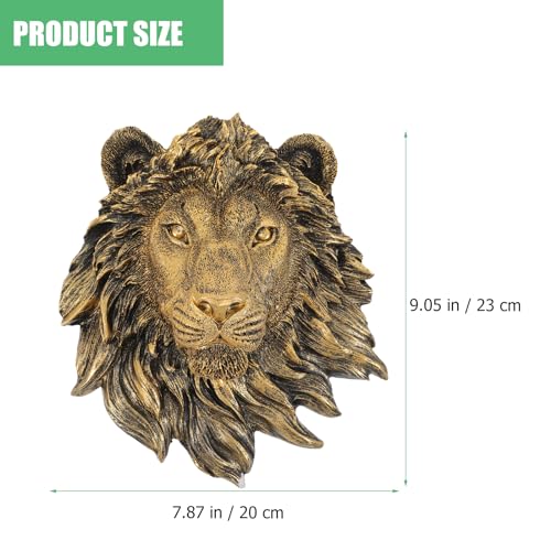Veemoon Lightweight Lion Head Wall Decor Lion Head Wall Mount Sculpture Resin Hanging Animal Stuate Bronze Animal Plaque Home Ornament Fake Beast Decorations for Farmhouse Plaque(20 * 23 * 9.5cm)