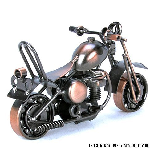 Trebisky Metal Motorcycle Decor Figurine Iron Motorcycle Sculpture Desk Decor Art Gift Vintage Home Office Decor Birthday for Men Friend Dad Son Him (Chopper) - color: Copper Chopper