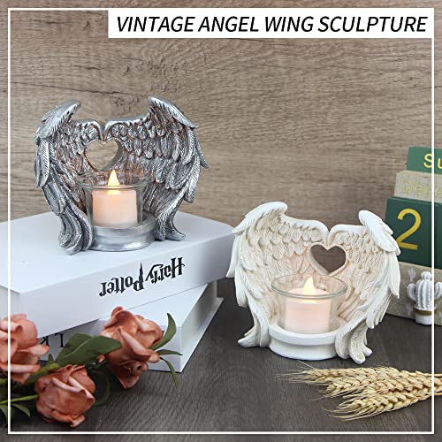 Norrclp Angel Wings Tealight Candle Holders, Prayer Candle Holder Memorial Gifts Angel Wings Home Decor (LED Tea Light and Cup Included) FD08859417