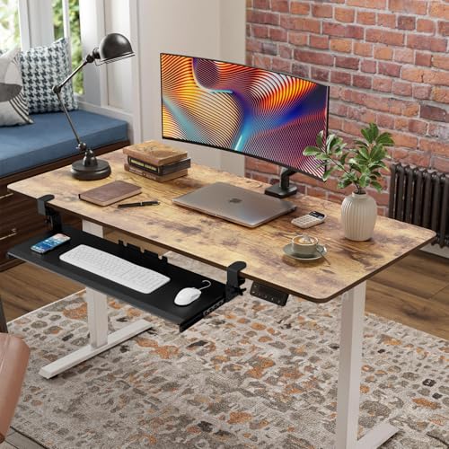 AX WABER Keyboard Tray Under Desk Pull Out with 3 Height Adjustable Extra Sturdy C Clamp Mount System, 32.8 (38 inch Including Clamps) x 12 Inch Slide-Out Platform Computer Drawer for Typing - color: Black, size: 38"x 12”Keyboard Tray