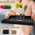 SXNOWS Coffee Table Trays - Large Ottoman Tray for Living Room -Wood Serving Tray with 2 Sets of Handles - Wooden Tray for Coffee Table, 4 Round Coasters Included, Black - color: Black
