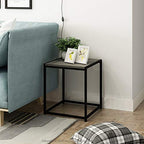 FURINNO Camnus Modern Living End Table, French Oak Grey, 15.75 in x 15.75 in x 17.83 in - color: French Oak Grey, size: 1 Tier, Metal Frame