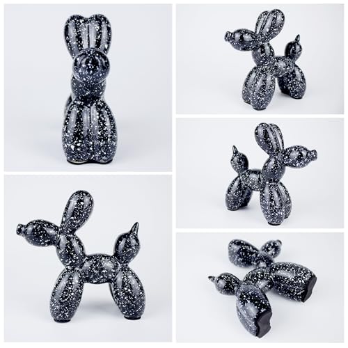 Creative Balloon Dog Statues Small Ceramic Animal Sculpture Modern Home Decor Living Room Desktop Decorations Bedroom Office Cabinet Ornament (Black-A) - color: Black-a