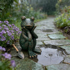 Meditation Frog Sculpture, 10" H 7.48" L Handcrafted Resin Zen Frog Statue, Suitable for Garden, Courtyard, Indoor and Outdoor Home Decoration