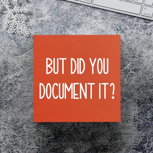 Halloween Office Desk Decorations - But Did You Document Sign, Work Gifts for Accountant HR Boss Employee Coworker, Cubicle Shelf Table Decor - color: Orange, size: 5 x 5 inches