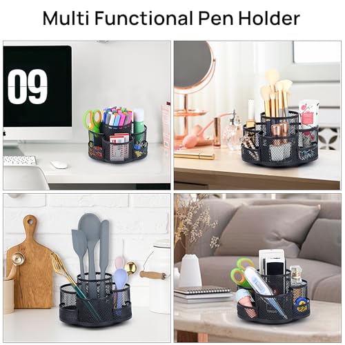 Topwey Pen Holder for Desk, 360 Rotating Pencil Holder, Cup Holder for Desk Office, Desk Organizers and Accessories in Black - color: Black