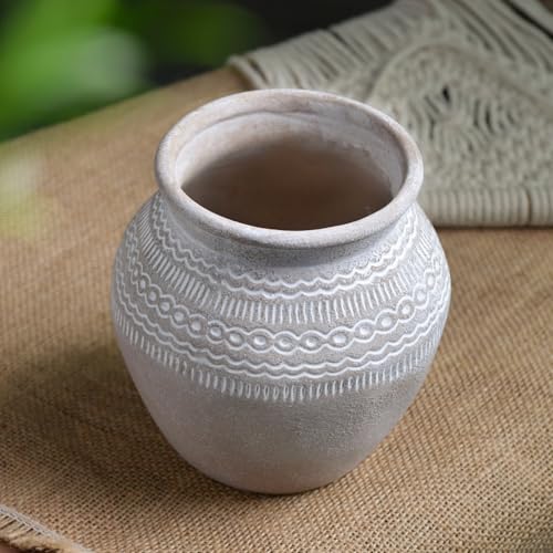Quoowiit Ceramic Rustic Farmhouse Vase, Distressed Flower Vase for Home Decor, Boho Decorative Vases for Centerpiece Table Decorations, Vases for Living Room Kitchen Entryway Mantle Shelf Decor - color: Gray