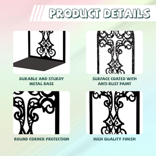 Peacoblue Metal Bookends for Shelves, Modern Decorative Heavy Duty Study Book Support Stoppers for Office, Desk, Shelf, Room 5.3"x4.3"x6.7" Cast Iron Simple Tall Bookends, 1 Pair (Cross) - style: Cross