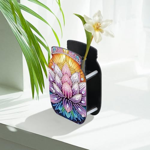 5D Diamond Painting Kit Vase, DIY Lotus Flower Diamond Art for Adult Beginners Acrylic Special Shaped Double-Sided Vase Handmade Crafts, Suitable for Home Living Room Desktop Decoration - color: Lotus Flower