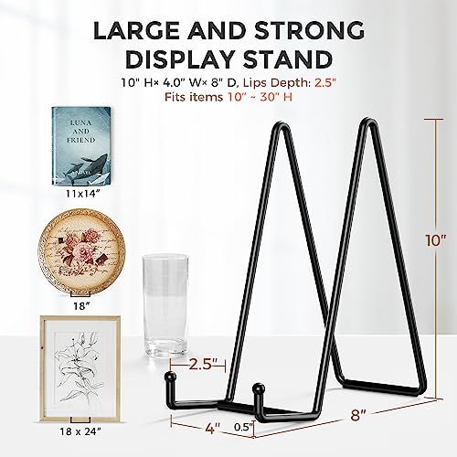 TR-LIFE 4 Pack 10 Inch Large Plate Stands for Display - Metal Plate Holder Stand + Picture Stand + Small Easels for Decorative Plate, Platter, Book, Plaques, Photo Frame, Tabletop Art - size: 10 Inch