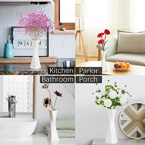 Bud Vase, White Small Ceramic Vase for Modern Home Decor, Flower Vase for Centerpieces Twist Minimalism Style Fit Table Shelf Fireplace Bedroom Kitchen Living Room Office