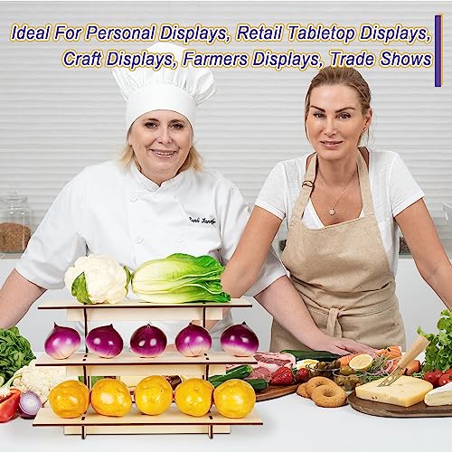 Flenpptly Retail Display Shelves Display Stand Retail Table Wooden 3 Tiers Display Rack Portable Shelf Rack for Retail Counter Top Craft Shows Farmers Market Tradeshows (2 Corner+1 Straight)