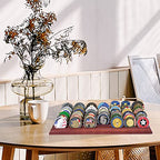 LIUYALO Challenge Coin Display, 6 Row Military Coin Holder Display Rack, Solid Wood Coin Rack Stand Holds 42 Coins with Deep Anti-Slip Grooves, Collector Display for Desk or Shelf - color: bronze