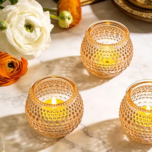 Rubtlamp 24pcs Gold Votive Candle Holder, Two Size Tea Light Candle Holders, Glass Candle Holder for Table Centerpiece, Wedding, Baby Shower, Birthday and Home Decorations - color: Gold