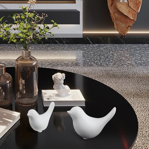 Elegant White Small Bird Sculptures,Modern Abstract Art Pieces for Bookshelf Decor, Coffee Table Decor, and Luxury Home Decor Accents(2Pcs White Birds) - color: White