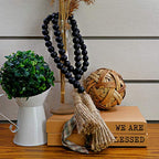 Boho Wood Decorative Beads & Tassel Garland Black - color: Black