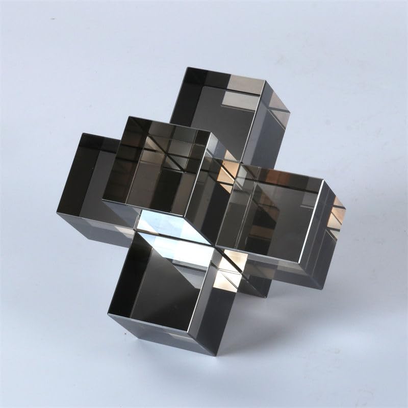 Modern Minimalist Crystal Glass Geometric Statues Ornaments - Versatile Indoor Decor, Perfect for Gifting, Home Decorations (Transparent Black)