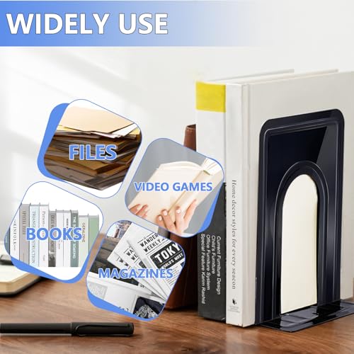 30 PCS/15 Pair Bookends,Black Metal Bookends,Metal Book Ends for Shelves,Non-Skid Bookend,Heavy Duty Bookend for Office Home Kitchen Decorative,6.5 x 4.9 x 5.7in