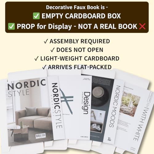 PROBENEX Mono Large | 4 PCS Faux Decorative Books for Home Decor | Not Real Books (Cardboard Boxes) | Coffee Table, Shelf Styling & Modern Aesthetic Accent Pieces for Living Room, Office - color: Mono_large