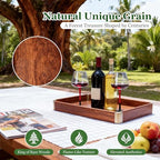 Bubinga Wood Serving Tray, 14.5"x9.8" Decorative Tray with Brass Corners, Luxury Home Decor for Coffee Table, Kitchen & Living Room, Housewarming Gifts for New Home, Wedding & Bridal Shower Gift