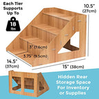 Tapeera 4-Tier Retail Wooden Display Riser - Farmers Market Craft Fair Display Rack - Candle Soap Display Stand for Craft Shows - Wood Countertop Pop Up Shop Display Rack for Tumblers Cupcakes Candy
