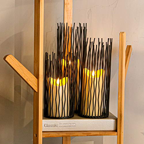 Candle Holders Set of 3 Black Metal Iron Pillar Candlestick Modern Indoor and Outdoor Candlestick Holders for Table Centerpiece Fireplace Mantel Decoration,Home,Party, Wedding,Dining Room Decor - color: Metal-black, size: 3 Pack