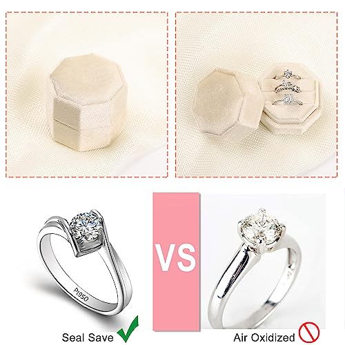 WantGor Velvet Ring Box, 3 Slots Jewelry Ring Gift Box Vintage Ring Display Holder Case for Wedding Ceremony Proposal Engagement (Champagne) - color: Champagne