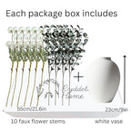 White Artificial Flowers & Greenery With Vase, Faux Floral Arrangement Centerpiece for Dining Table, Realistic Silk Flowers With Modern Vase for Kitchen, Living Room, Bedroom, Entryway & Bathroom - size: white/Green in vase