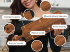 Elegant American Black Walnut Wood Long Serving Board with Handle - Charcuterie Wooden Board - Stylish Versatility for Culinary Delights - Reversible with Juice Groove - 19x6x0.8 in - Woodie Poppins - size: 19" x 6" x 0.8"