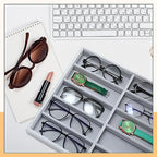 Batiyeer Sunglasses Organizer Storage Tray 10 Grids Eyewear Watch Holder Display Stackable Ice Velvet Tray Women (Gray,2 Pcs) - color: Gray