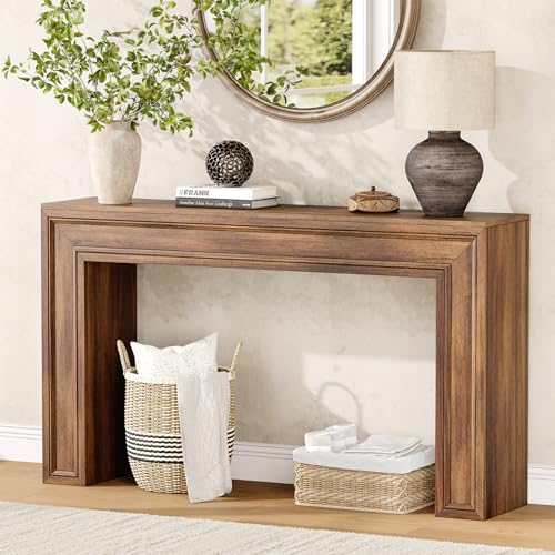 Rresyet 55 Inch Long Console Table, Sofa Table Behind Sofa, Wooden Entryway Table, Farmhouse Entryway Table for Entry, Hallway, Living Room (Wood) - color: Wood