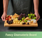 Bamboo Cutting Board for Kitchen, 18" Large Wood Charcuterie Cheese Board, Wooden Chopping Block with Side Handles and Juice Grooves - size: 18"L x 12"W
