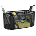 Amazon Basics Mesh Desk Organizer with Pen Holder, Pullout Drawer and Office Caddy Storage, 9.25" x 4.53" x 3.94", Black - style: Desk Organizer