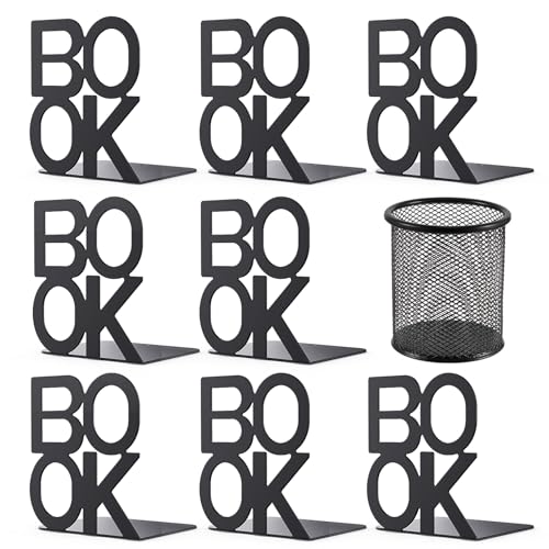 4 Pair Book Ends, Bookends, Book Ends for Shelves, Bookends for Shelves, Bookend - color: Black, size: 4 pair