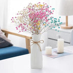 Boho Ceramic Vase with Rope, 8.2" H, Rustic Flower Vase Classic Style for Dried Flowers Fresh Flowers, Fit for Fireplace Bedroom Kitchen Living Room Centerpieces Office Desk - color: White-1
