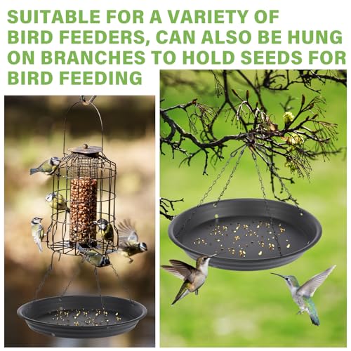 Briwooody 1 Set 12.8'' Bird Seed Catcher Tray Platform Bird Feeder Large Hanging Tray Fits Most Feeders Catches Most Falling Seed and Husk Outdoor Yard Garden Backyard for Attracting Birds, Black - size: 12.8''