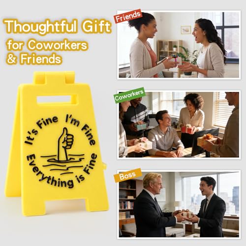 It's Fine I'm Fine Everything Is Fine 3D Printed Funny Office Desk Accessories, Workspace Stress Relief Desk Sign for Professionals, Coworkers, Home, Study, Relatable Mood Boosting Office Gift - color: It's Fine