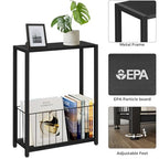 Homleke Narrow Side Table with Magazine Holder, Skinny End Table Perfect for Small Spaces, Space-Saving Design for Living Room, Bedroom, or Office, 7.1" D x 16.9" W x 23.6" H, Black - color: Black - Standard