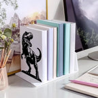 Peacoblue Metal Bookends for Shelves, Modern Decorative Heavy Duty Study Book Ends Stoppers for Office, Desk, Shelf, Room 5.3"x4.3"x7.9" Cast Iron Simple Tall Bookends 1 Pair (Tyrannosaurus Rex) - style: Tyrannosaurus Rex