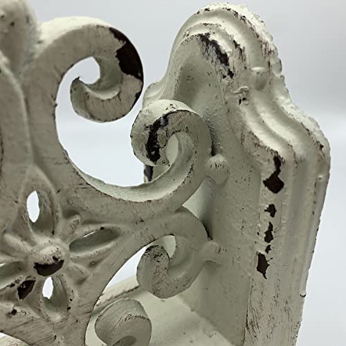Decorative Bookends, Cast Iron Book Ends for Shelves, Set of 2 Heavy Duty Bookend Supports Book End Book Holder (Antique White)