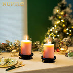 Pcs of 4 Spike Candle Holder Iron Candle Plate Pillar Candle Holder, Black, Decorative Iron Pillar Candle Plate, 3.6" Diameter Pedestal Candle Stand for LED & Wax Candles, Incense Cones, Spa, Weddings - size: 4 Pcs