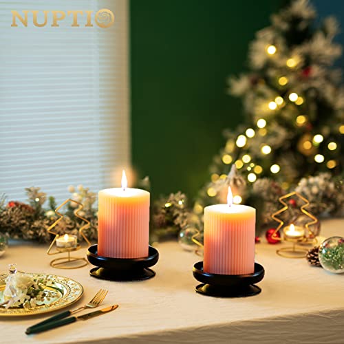Pcs of 4 Spike Candle Holder Iron Candle Plate Pillar Candle Holder, Black, Decorative Iron Pillar Candle Plate, 3.6" Diameter Pedestal Candle Stand for LED & Wax Candles, Incense Cones, Spa, Weddings - size: 4 Pcs