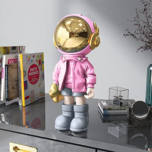 EZ4ENCE Astronaut Statues Spaceman Sculpture Modern Arts Gifts Pink Figurine Ornament Room Decor for Men,Home and Crafts Desktop Accessories Tabletop Decoration, Living Room, Office, Bookshelf… - color: Pink, size: Large