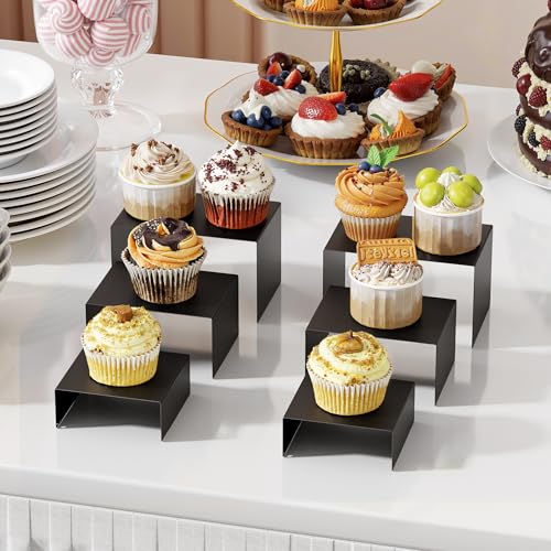Gonice Metal Display Riser, 2 Sets Black Display Stands for Dessert, Cupcake and Funko Pop Figures - color: black
