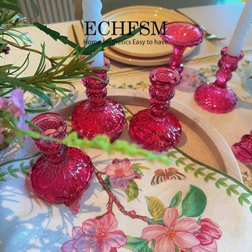 Glass Candlestick Holder,Striped Taper Candle Holders,Set of 6 Candle Stand for Table Centerpieces, Home Decor,Weddings,Festival and Parties (GCH002-Purple Dimond) - color: Gch002-purple Dimond