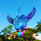 Pet Memorial Wind Spinners, Cat Memorial Gifts,Stainless Steel Angel Wings Pet Paw Print,Dogs and Cats Remembrance, Pet Sympathy,Pet Loss Bereavement Gifts - color: Purple-blue Paw Print