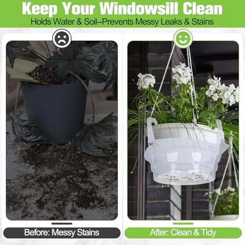 Miuwauer 15 Pack of 12-inch Hanging Basket Water Catcher Plastic Hanging Plant Drip Pan Tray Plastic Saucers Liners for Indoor Outdoor Hanging Plants Baskets Flower Pots - Clear, Round - size: 12 Inch